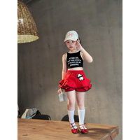 (HÀNG THIẾT KẾ) Set ba lổ quần giả váy bèo tầng kèm gấu panda cho bé gái 7-40kg