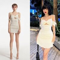 Hàng tk Đầm ren xốp trắng 2 dây trễ rớt vai khoét ngực, váy ngắn sang trọng quyến rũ, thời trang đi chơi dự tiệc dạo phố