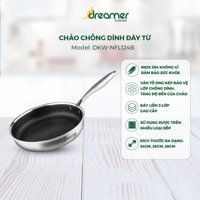 [HÁNG ÚC CHÍNH HÃNG-BẢO HÀNH 5 NĂM]-Chảo Chống Dính 24cm, Đáy Từ,3 lớp đáy liền cao cấp Dreamer - DKW-NFL124B vân tổ ong