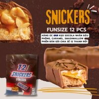 (HÀNG ÚC) Kẹo socola nhân đậu phộng, caramel, mashmallow SNICKERS Fun Size gói 12 thanh rời