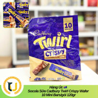 (HÀNG ÚC) Kẹo socola sữa nhân bánh waffer CADBURY TWIRL Crispy Wafer Milk Chocolate gói 10 thanh rời