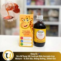 (HÀNG ÚC) Siro KO ĐƯỜNG hỗ trợ trẻ biếng ăn bổ sung sắt và vitamin CENTRUM Kids INCREMIN Iron Mixture lọ 200ML