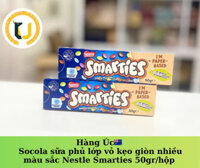 Hàng Úc Socola sữa phủ lớp vỏ kẹo giòn nhiều màu sắc Nestle Smarties 50gr/hộp