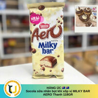 (HÀNG ÚC) Socola sữa thanh nhân sữa xốp milky NESTLE AERO MILKY BAR 118GR/thanh