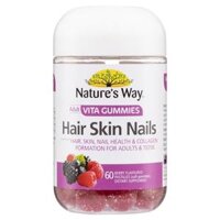 [HÀNG ÚC] VIÊN KẸO DẺO KHỎE DA TÓC MÓNG NATURE'S WAY Adult Vita Gummies Hair Skin Nails 60 viên