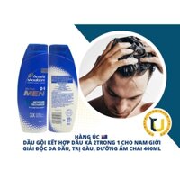 (HÀNG ÚC)Dầu gội kết hợp dầu xả cho nam Head &shoudlers Ultra Men 2in1 Moisture Recharge Argan oil 400ML