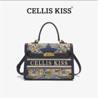 (Hàng V.I.P LIMITED) - Túi xách Nữ CELLIS KISS Chính Hãng dáng HM thêu tay thời thượng, size 26cm đựng được nhiêù đồ