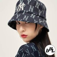 (Hàng VNXK) Nón thời trang, mũ Bucket vành tròn NY Monogram vải JEAN nhập thời trang chuẩn hàng hiệu (ẢNH THẬT)