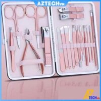 [Hàng Xịn] Bộ dụng cụ làm nail 18 món bằng thép không gỉ (Kèm hộp da sang trọng) siêu tiên lợi