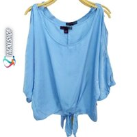 [Hàng xuất dư] Áo kiểu nữ dáng tay dơi cổ tròn hở vai thắt nơ lai 40 đến 60kg
