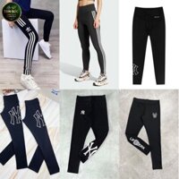 (HÀNG XUẤT XỊN) Quần legging 3 sọc basic đen logo outline