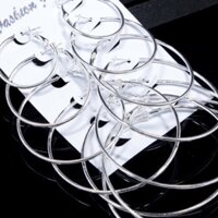 Hangmi [SALE SHOCK]- SET 5 ĐÔI BÔNG TAI TRÒN BẠC 2-7CM