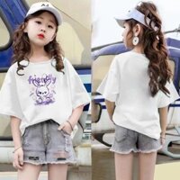 [Hani Baby] 100 ~ 160 Áo thun ngắn tay cho bé gái Trẻ em Quần áo trẻ em Năm mùa hè Trẻ em trung cỡ lớn Phiên bản Hàn Quốc Quần áo bé gái Áo