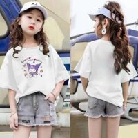 [Hani Baby] 100 ~ 160 Áo thun ngắn tay bé gái mùa hè dáng rộng hàng đầu cỡ vừa lớn Quần áo trẻ em in hình áo thun trẻ em Quần áo bé gái