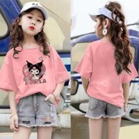 [Hani Baby] 100 ~ 160 Áo thun ngắn tay Kuromi in hình mùa hè Áo thun trẻ em bé gái Quần áo mùa hè nhỏ vừa lớn Quần áo Sanrio cho trẻ em bé gái Trẻ em lớn