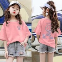 [Hani Baby] 100 ~ 160 Áo thun ngắn tay in hình trẻ em Mùa hè Quần áo trẻ em Trường tiểu học Áo thun bé gái Trung học Áo thun mùa hè cho bé gái Big Kids Middle Big Kids Middle Big Kids