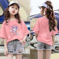 [Hani Baby] 100 ~ 160 Áo thun ngắn tay cho bé gái Quần áo trẻ em Mùa hè Quần áo mùa hè Áo thun Quần áo bé gái lớn Quần áo bé gái