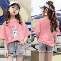 [Hani Baby] Áo thun dáng rộng tay ngắn mùa hè dành cho bé gái Áo hoạt hình trẻ em Áo thun bé gái phù hợp cho bé gái Quần áo trẻ em bé gái