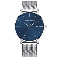 Hannah Martin Unisex Minimalist Japan Quartz Analog Wrist Watches Ultra-Thin Fashion Casual Waterproof Stainless Steel Mesh Band Watch