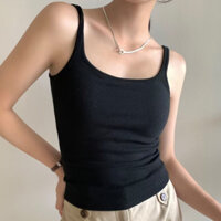 Hanshe Phong Cách Cơ Bản Nhỏ Cổ Vuông Cố Định Một Mảnh Cốc Sưởi Áo Vest Nữ Thu Đông Che Ngực Chải Giữ Ấm Bên Trong Trận Đấu