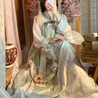 Hant Quần Áo Hant Quần Áo Nữ Thổ Cẩm Giống Đường Làm Váy Dài Vú Bắp Cải In Hàng Ngày Xuân Phong Cách Mùa Hè