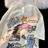 HANUNA Local Brand Áo Thun Phông Form Rộng 100% Cotton BIG SIZE Áo thun in hình hoạt hình mùa hè phong cách mới hàng đầu
