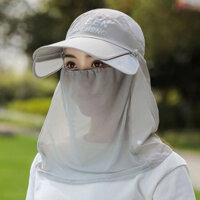 [Hanzhan] Mũ mới mũ sunhat vành lớn mũ trà mũ câu cá ngoài trời đi xe đạp che mặt mũ chống nắng khăn quàng trong một