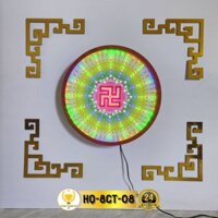 Hào Quang Led 8 Chương Trình Chữ Vạn, Đèn Trang Trí Bàn Thờ Treo Cùng Tượng Phật HQ-8CT-08