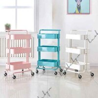 [Haobaby shop] Kệ sắt đa năng 3 tầng có bánh xe, để đồ bỉm sữa cho bé, làm xe đẩy spa