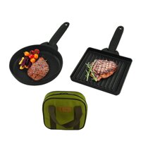 HAOZHI Mini Square Grill Pan and Mini Round Egg Pan Set - Nonstick Ceramic Mini Fry, Griddle, Grill