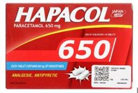 Hapacol 650 (Paracetamol) giảm đau, hạ sốt Hậu Giang (Hộp 10 vỉ x 10 viên)