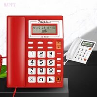 Happy Điện thoại cố định Dây điện thoại để bàn Nút lớn Điện thoại có màn hình người gọi