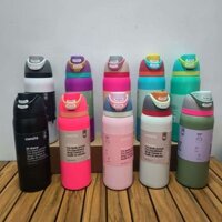 Happy Home Crown Bình cách nhiệt Owala, bình nước thể thao bằng thép không gỉ có ống hút, bình nước thể thao, bình đá, bình nước cách nhiệt, giữ lạnh 24 giờ, chân không, di động, bình uống đôi bằng thép không gỉ 304