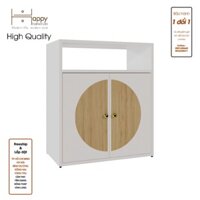 Happy Home Furniture BANA, Tủ lưu trữ 2 cửa mở, 60cm x 34cm x 70cm  DxRxC, TCM125 - Màu Trắng- Sồi MDF Chống Ẩm