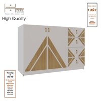 Happy Home Furniture CHARIS , Tủ lưu trữ 2 cửa mở - 4 ngăn kéo , 120cm x 40cm x 78cm  DxRxC, TCM120 - Trắng MDF Chống Ẩm