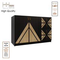 Happy Home Furniture CHARIS , Tủ lưu trữ 2 cửa mở - 4 ngăn kéo , 120cm x 40cm x 78cm  DxRxC, TCM120 - Đen MDF tiêu chuẩn