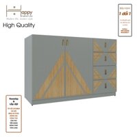 Happy Home Furniture CHARIS , Tủ lưu trữ 2 cửa mở - 4 ngăn kéo , 120cm x 40cm x 78cm  DxRxC, TCM120 - Xám T MDF Tiêu Chuẩn