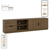 Happy Home Furniture DASH, Kệ Tivi nhiều ngăn, 210cm x 35cm x 54cm  DxRxC   , KTV007 - Vân Gỗ Đậm MDF Chống Ẩm