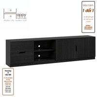 Happy Home Furniture DASH, Kệ Tivi nhiều ngăn, 210cm x 35cm x 54cm  DxRxC   , KTV007 - Đen MDF tiêu chuẩn