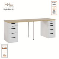 Happy Home Furniture LIDA, Ban lam việc - 2 bên ngăn tủ- 2 chân sắt, BAN026, BAN027 - Sồi MDF Tiêu Chuẩn - 2m2 x 60cm