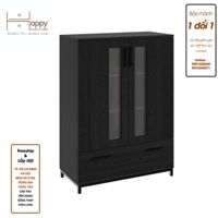 Happy Home Furniture LOUIS , Tủ lưu trữ - chân sắt , 76cm x 36cm x 104cm  DxRxC, TCM028 - Đen MDF chống ẩm
