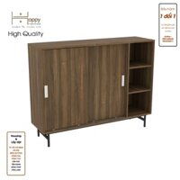 Happy Home Furniture LUCA, Tủ giày 2 cánh lùa - Chân sắt, 128cm x 36cm x 98cm  DxRxC, TCL021 - Vân Gỗ Đậm MDF Chống Ẩm