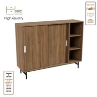 Happy Home Furniture LUCA, Tủ giày 2 cánh lùa - Chân sắt, 128cm x 36cm x 98cm  DxRxC, TCL021 - Vân Gỗ Nhạt MDF Tiêu Chuẩn