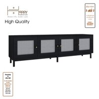 Happy Home Furniture ROTAN, Kệ TV 4 cánh mở , 180cm x 40cm x 54cm  DxRxC, KTV035 - Đen MDF Tiêu chuẩn