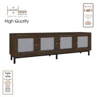 Happy Home Furniture ROTAN, Kệ TV 4 cánh mở , 180cm x 40cm x 54cm  DxRxC, KTV035 - Vân Gỗ Đậm MDF Chống Ẩm