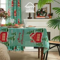 Happy HOMLIV Giáng Sinh Khăn Trải Bàn Thảm Giáng Sinh Trang Trí Phòng Khách 2 Người 4 Người 6 Người Khăn Trải Bàn Năm Mới Màu Đỏ Khăn Trải Bàn