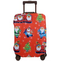 Happy Red Christmas Travel Luggage Cover Suitcase Protector Baggage Case Dustproof Stretchy Fits 18-32 Inch
