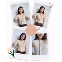 [HAPPY WOMEN'S DAY - MUA 1 SALE 10%, MUA 2 SALE 20%] Lixi Top - Áo ngắn tay nhiều nút beige thời trang nữ CHÉRI AN002