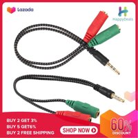 happydeals3.5mm Stereo Audio Male to 2 Female Headphone/Mic Y Splitter Cable(Black)-2 pcs - intl