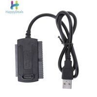 happydealsUSB2.0 Port to IDE/SATA HDD 2.5/3.5inch HDD Mobile CD Driver Adapter Cable - (black)